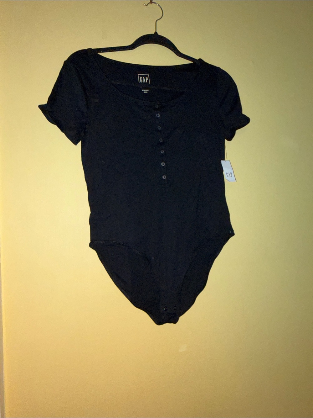 GAP Black Short-Sleeve Henley Bodysuit